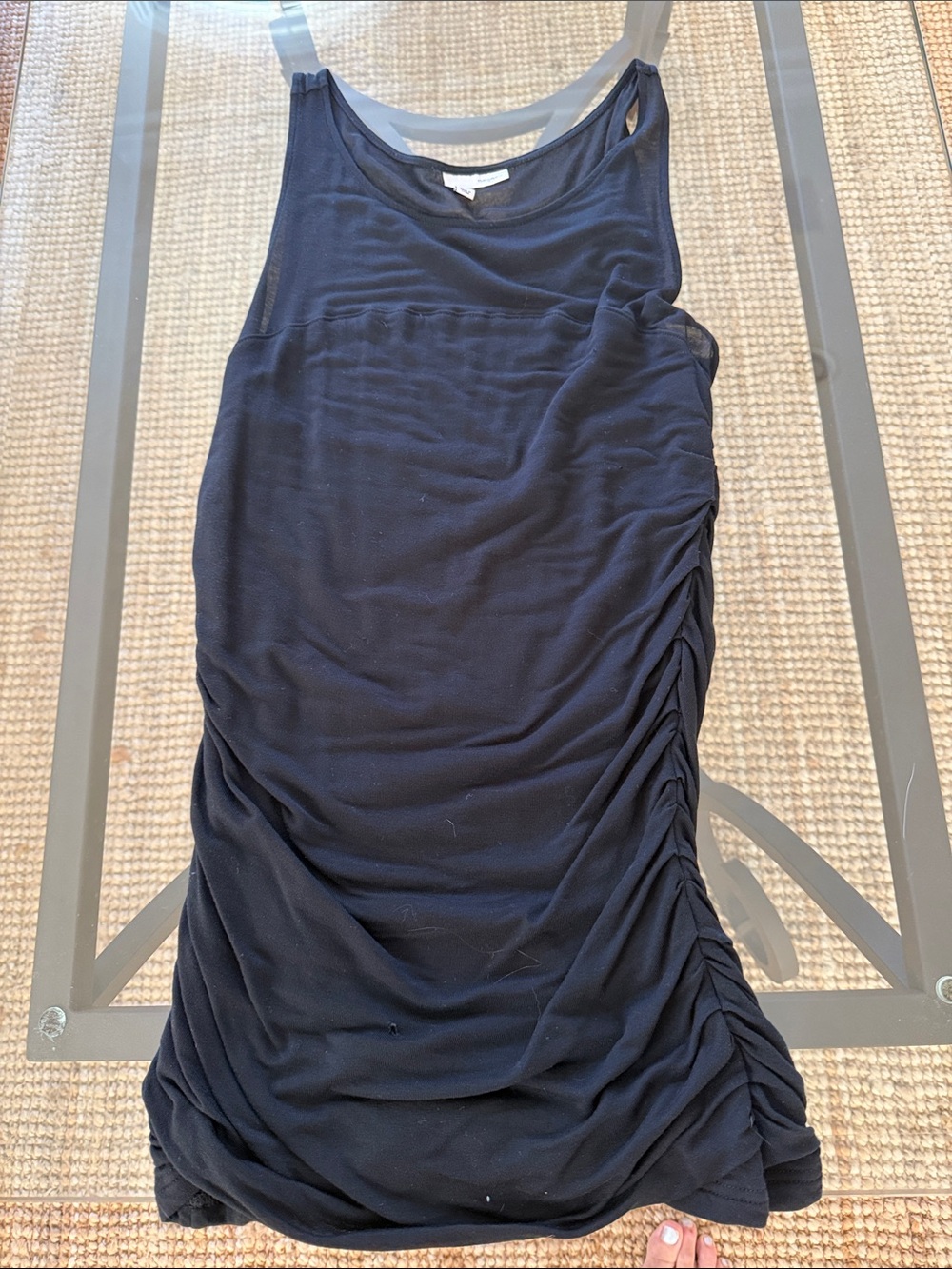 Halogen Black Ruched Tank Midi Top (Shell/Tank)